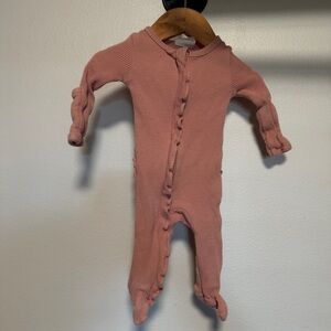 SpearmintLOVE Waffle Zip Ruffle Footie in pink
